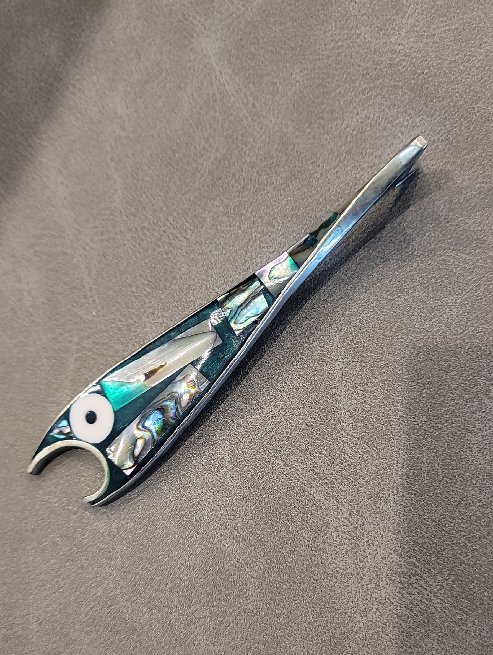 Vintage Silver Abalone Bottle Opener
